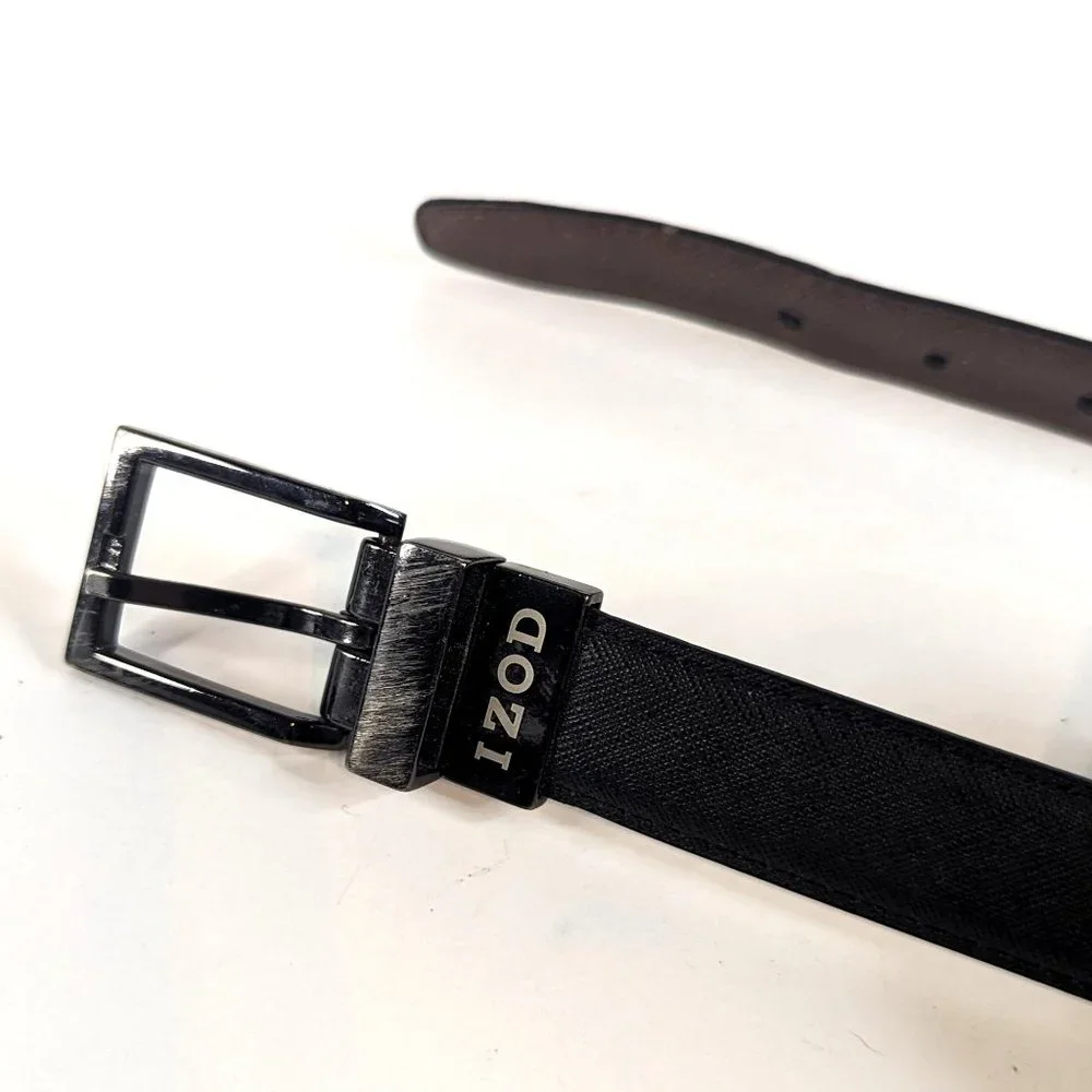 Izod Boys Black/Brown Reversible Leather Belt Size Small 22-24